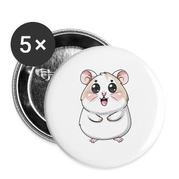 Personnage de dessin animé de hamster mignon - Lot de 5 grands badges (56 mm) - blanc - Devant