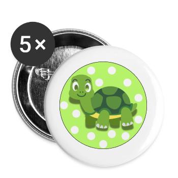 Cute Tortoise – T-shirt d’illustration d’animaux doux - Lot de 5 grands badges (56 mm) - blanc - Devant