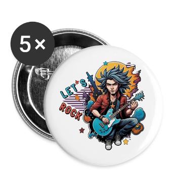 Let's Rock - Buttons large 2.2''/56 mm (5-pack) - white - Front