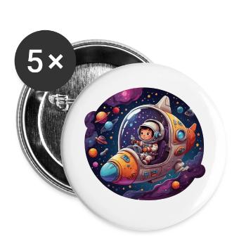 Little happy astronaut in spaceship - Buttons large 2.2''/56 mm (5-pack) - white - Front