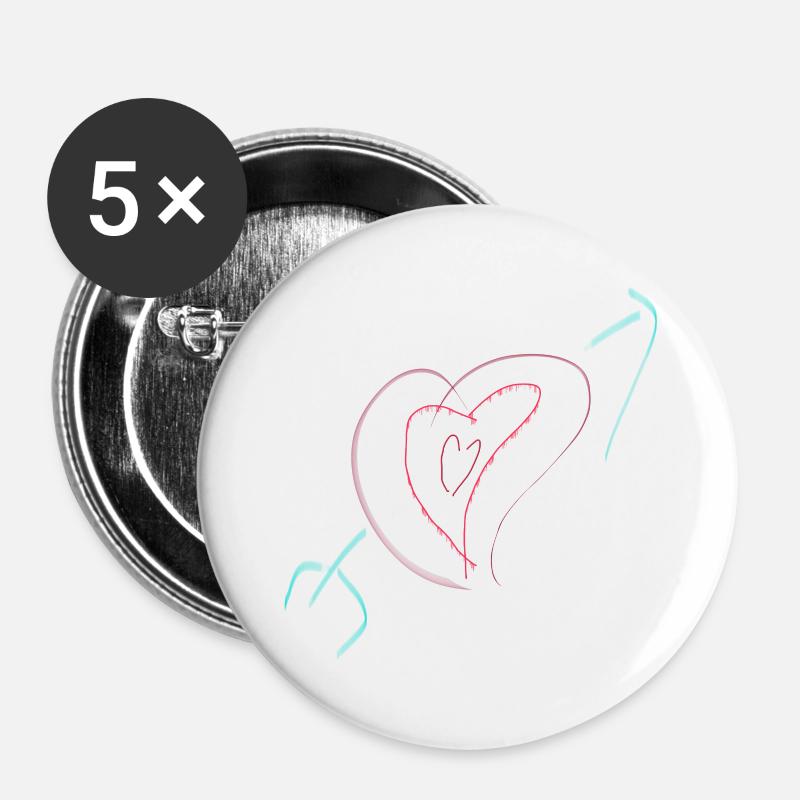 heart and arrow - Buttons large 2.2''/56 mm (5-pack) - white