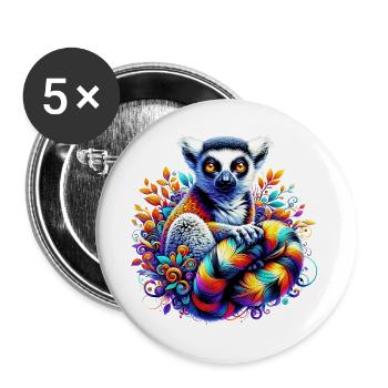 Lémurien - Lot de 5 grands badges (56 mm) - blanc - Devant