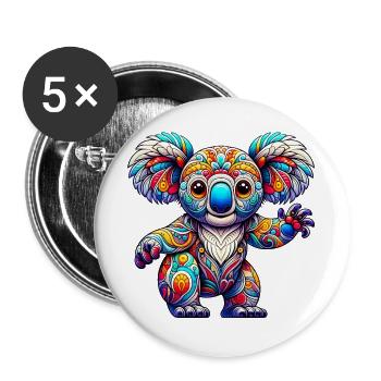 Koala - Lot de 5 grands badges (56 mm) - blanc - Devant