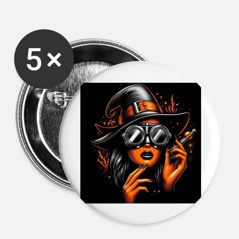 ZAUBERER - Buttons groß 56 mm (5er Pack) - Weiß