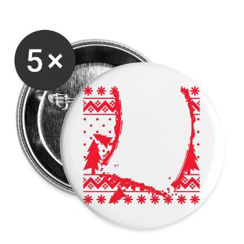Winter season Skiers Skiing Winter sports - Buttons large 2.2''/56 mm (5-pack) - white - Front