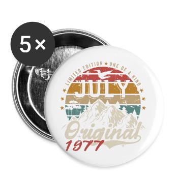 July 1977 | Original Birthday July 1977 - Buttons large 2.2''/56 mm (5-pack) - white - Front