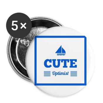 Positiv denken Geschenkidee - Buttons groß 56 mm (5er Pack) - Weiß - Vorne