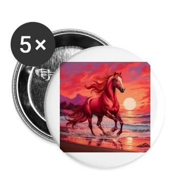 Horse Art - Buttons large 2.2''/56 mm (5-pack) - white - Front
