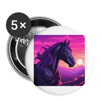 Horse Art - Buttons large 2.2''/56 mm (5-pack) - white - Front