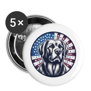 Idée cadeau drapeau Dog America - Lot de 5 grands badges (56 mm) - blanc - Devant