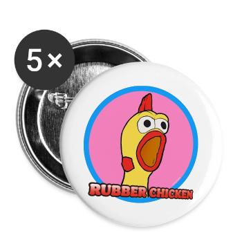 Poulet en caoutchouc hurlant - Lot de 5 grands badges (56 mm) - blanc - Devant