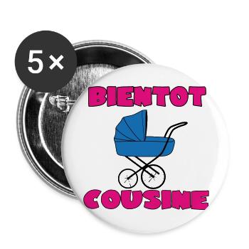 SOON TO BE A COUSIN - Buttons large 2.2''/56 mm (5-pack) - white - Front
