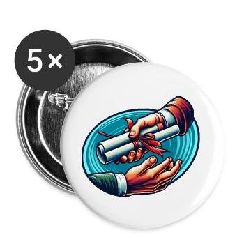 Abschluss - Buttons groß 56 mm (5er Pack) - Weiß - Vorne