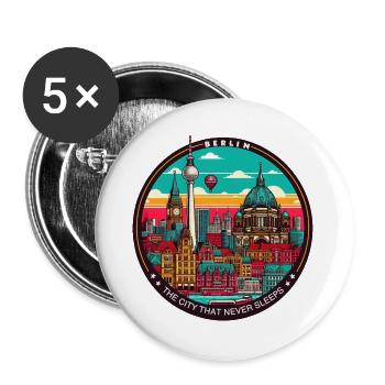 Berlin, die Stadt, die niemals schläft - Buttons groß 56 mm (5er Pack) - Weiß - Vorne