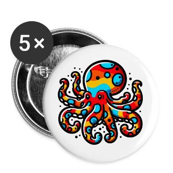 Krake - Buttons groß 56 mm (5er Pack) - Weiß - Vorne