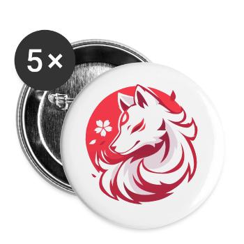 Weißfuchs nach asiatischer Art - Buttons groß 56 mm (5er Pack) - Weiß - Vorne