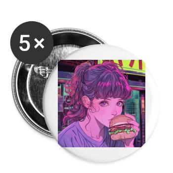 Impression de mode de haute qualité de fille anime des années 80 - Lot de 5 grands badges (56 mm) - blanc - Devant