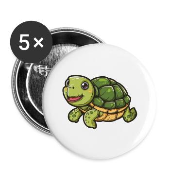 Smiling Turtle In Pastel Colors - Buttons large 2.2''/56 mm (5-pack) - white - Front