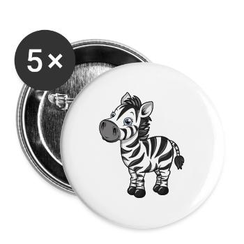 Süßes Zebra Cartoon für Tierliebhaber - Buttons groß 56 mm (5er Pack) - Weiß - Vorne