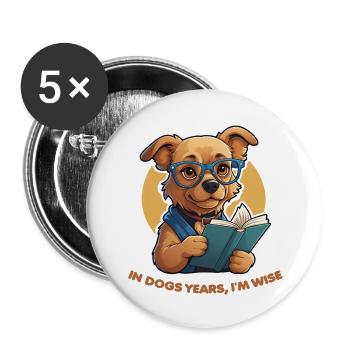 Hunde-Weisheit - Buttons groß 56 mm (5er Pack) - Weiß - Vorne