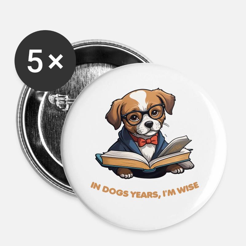 Canine Wisdom - Buttons large 2.2''/56 mm (5-pack) - white