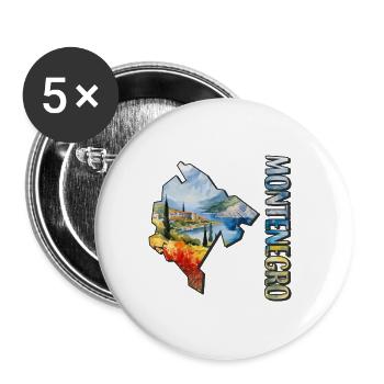 Aquarell Landkarte Montenegro - Buttons groß 56 mm (5er Pack) - Weiß - Vorne