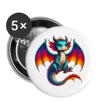 Dragon - Buttons large 2.2''/56 mm (5-pack) - white - Front