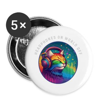 LGBT. Casque sur le monde éteint - Lot de 5 grands badges (56 mm) - blanc - Devant