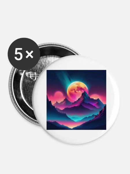 mystischer Mond - Buttons groß 56 mm (5er Pack) - Weiß