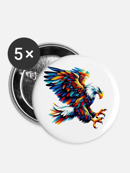 Adler - Buttons groß 56 mm (5er Pack) - Weiß