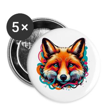 Renard - Lot de 5 grands badges (56 mm) - blanc - Devant