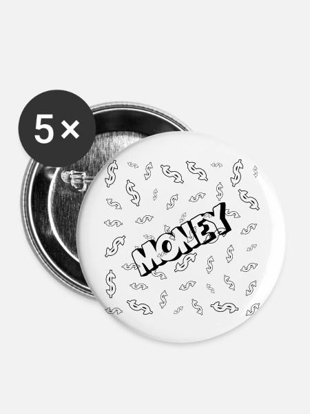 money - Buttons groß 56 mm (5er Pack) - Weiß