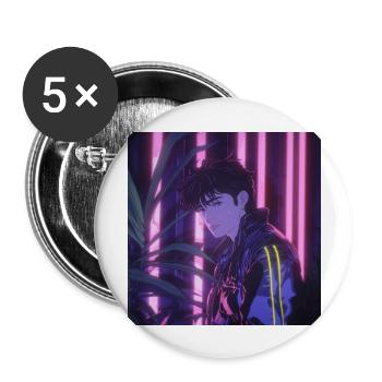 80er Jahre Anime Typ beruhigender hochwertiger Modedruck - Buttons groß 56 mm (5er Pack) - Weiß - Vorne