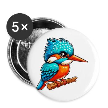 Martin-pêcheur - Lot de 5 grands badges (56 mm) - blanc - Devant