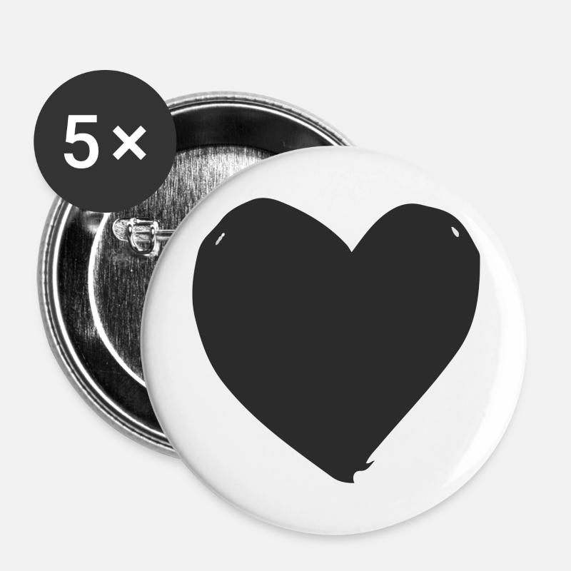 Herz - Buttons groß 56 mm (5er Pack) - Weiß