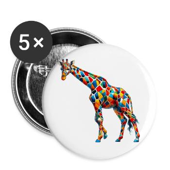 Giraffe - Buttons groß 56 mm (5er Pack) - Weiß - Vorne