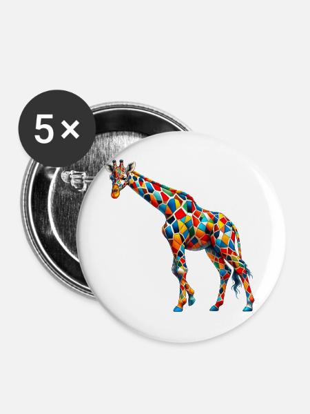 Giraffe - Buttons groß 56 mm (5er Pack) - Weiß