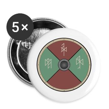 Skógarvordur Wappen - Buttons groß 56 mm (5er Pack) - Weiß - Vorne