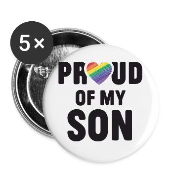 LGBTQ Pride Month - Stolz auf meinen Sohn - Buttons groß 56 mm (5er Pack) - Weiß - Vorne