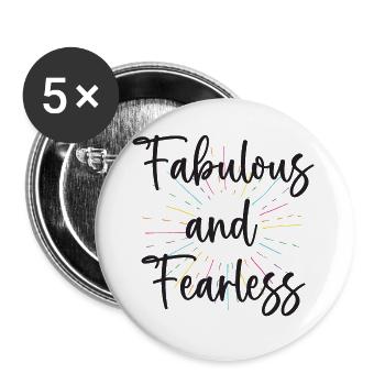 LGBTQ Pride Month - Fabelhaft und furchtlos - Buttons groß 56 mm (5er Pack) - Weiß - Vorne
