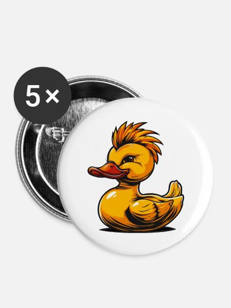 Gummientenpunk - Buttons groß 56 mm (5er Pack) - Weiß