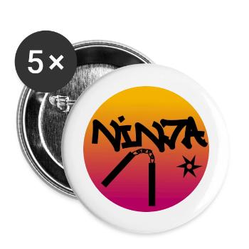 Soleil ninja - Lot de 5 grands badges (56 mm) - blanc - Devant