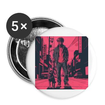 80s anime guy calming high quality fashion print - Buttons large 2.2''/56 mm (5-pack) - white - Front