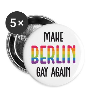 LGBTQ Pride Month - Make Berlin Gay Again - Buttons large 2.2''/56 mm (5-pack) - white - Front
