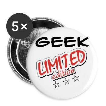GEEK LIMITED EDITION - Lot de 5 grands badges (56 mm) - blanc - Devant