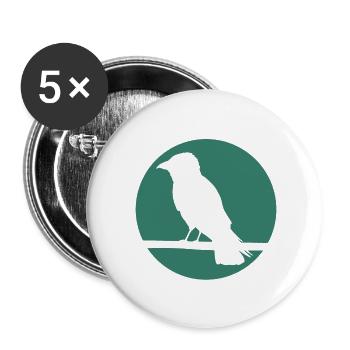 Crow on a branch - Buttons large 2.2''/56 mm (5-pack) - white - Front
