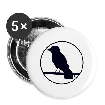 Krähe auf Ast - Buttons groß 56 mm (5er Pack) - Weiß - Vorne