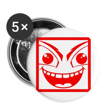Schelmisches Monster mit menschlichem Gesicht - Buttons groß 56 mm (5er Pack) - Weiß - Vorne