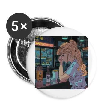 80er Jahre Anime Teen Beruhigender Hochwertiger Modedruck - Buttons groß 56 mm (5er Pack) - Weiß - Vorne