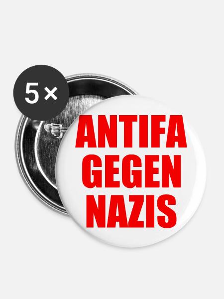 Antifa gegen nazis - Buttons groß 56 mm (5er Pack) - Weiß